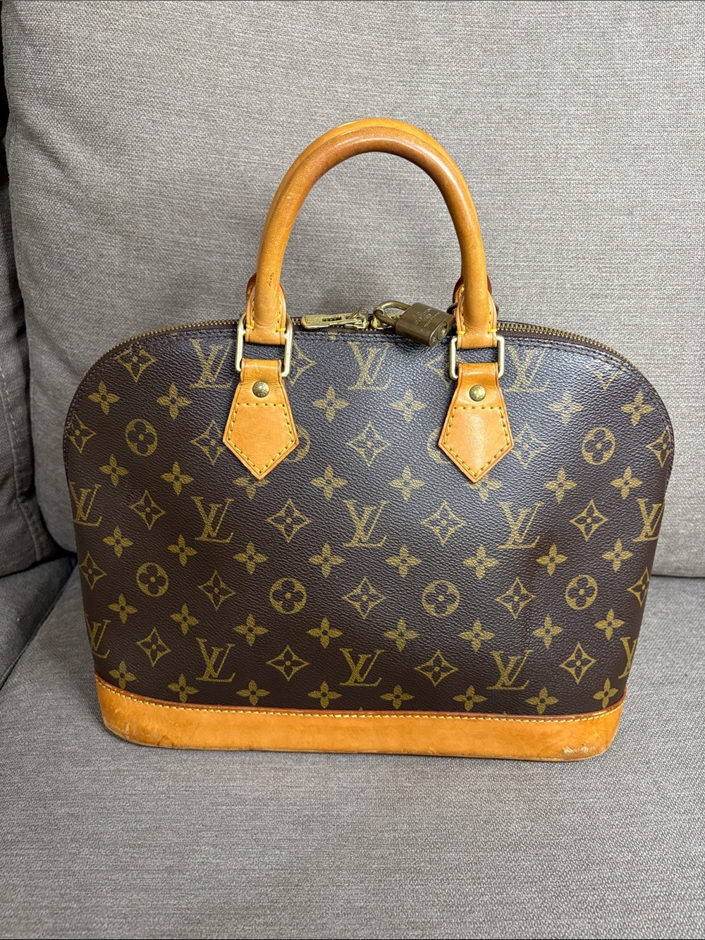 Louis Vuitton Alma Monogram Canvas Satchel Bag with COA - Picture 4 of 16